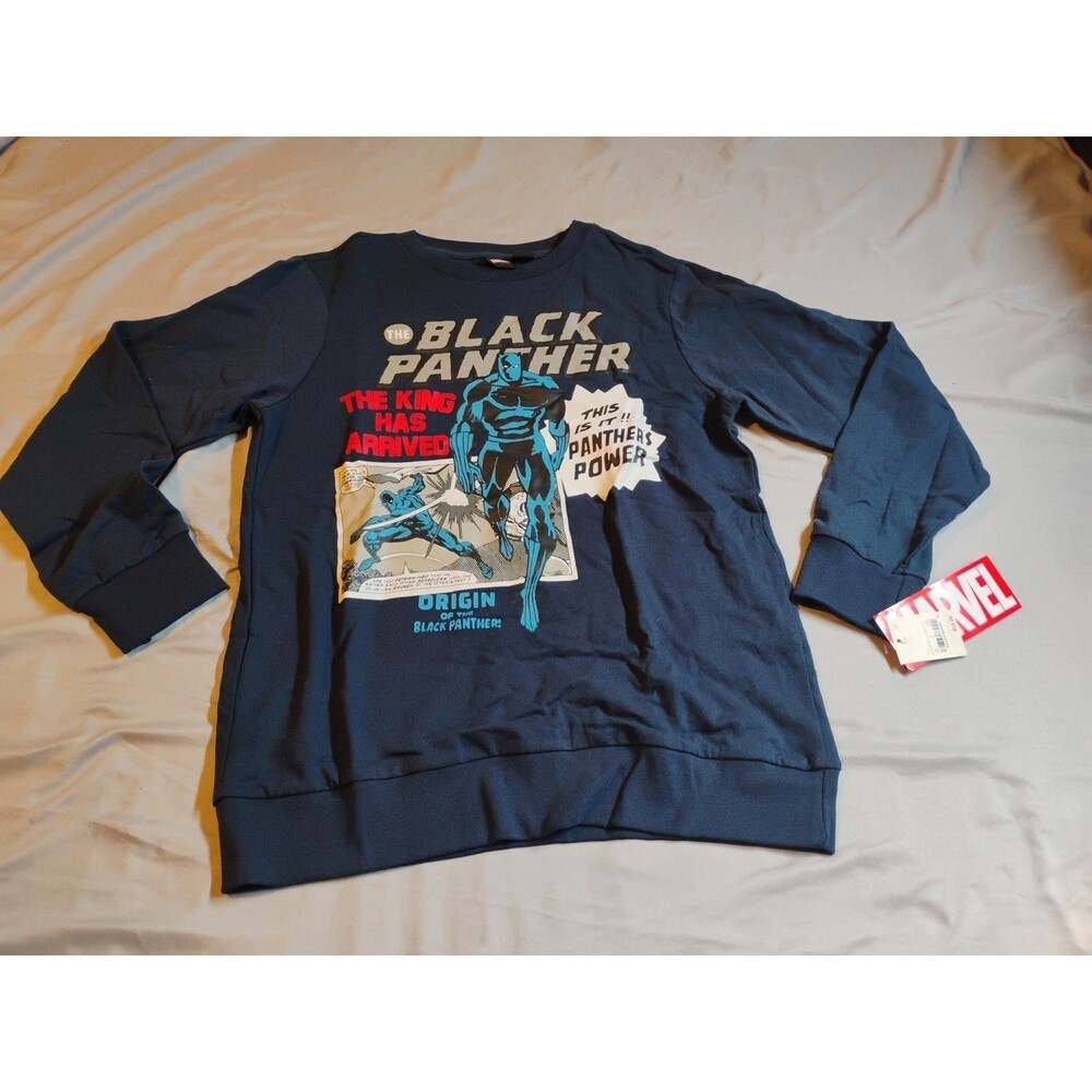 MARVEL Boys Black Panther Sweatshirt Size L Navy Blue